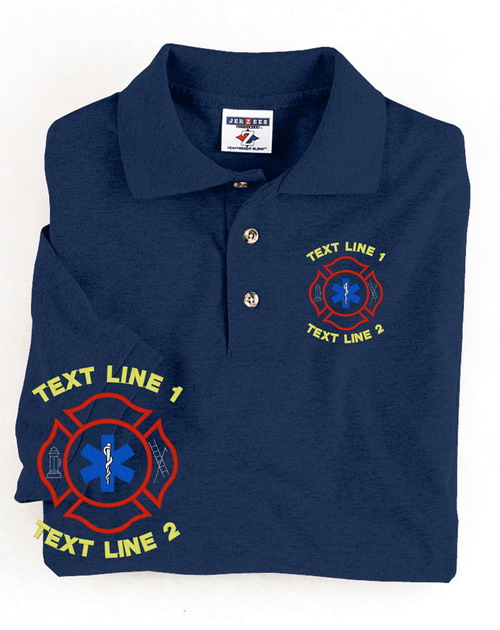 (image for) Firefighter Maltese Cross Star of Life Polo Embroidered #015
